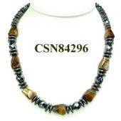 Tiger Eye Nugget and Hematite Disco Beads Stone Charms Choker Fashion Women Necklace